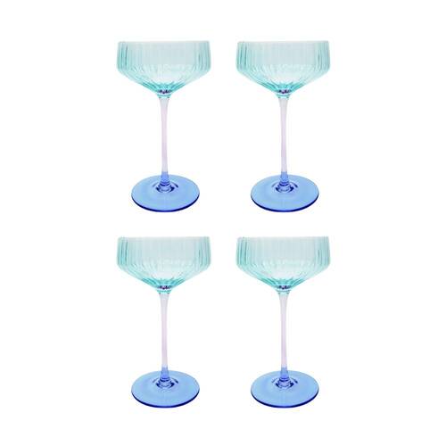 2x 2pc Urban Ellie Ombre Cocktail Glass Drinking Cup Aqua Blue 1