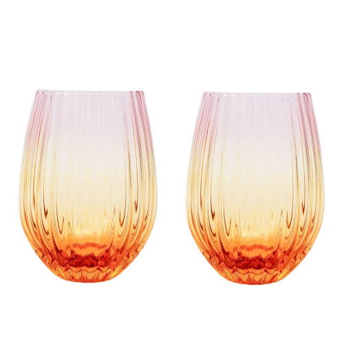 2pc Urban Ellie Ombre Stemless Glass Pink/Yellow 12cm