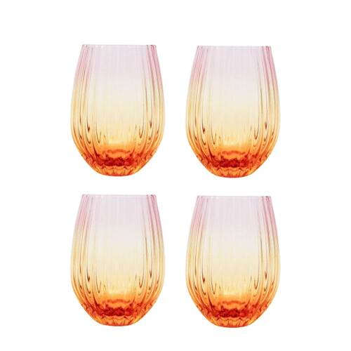 2x 2pc Urban Ellie Ombre Stemless Glass Pink/Yellow 12cm