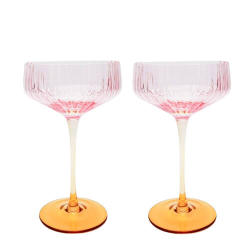 2pc Urban Ellie Ombre Cocktail Glass Pink/Yellow 18cm
