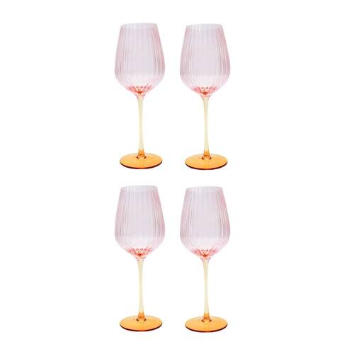 2x 2pc Urban Ellie Ombre Wine Glass Drinking Cup Pink/Yellow 25cm