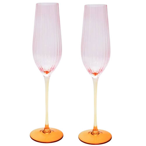 2pc Urban Ellie Ombre Champagne Glass Pink/Yellow 26cm