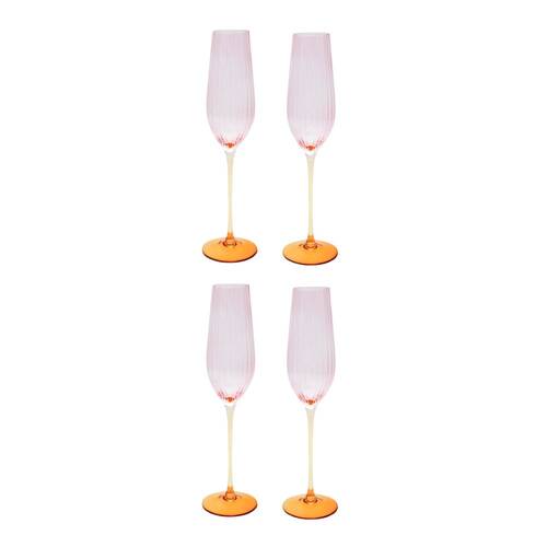 2x 2pc Urban Ellie Ombre Champagne Glass Pink/Yellow 26cm