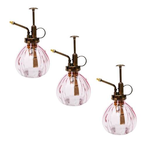 3x Urban Glass Water Mister Plant Watering Container Pink 16cm 