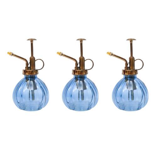 3x Urban Glass Water Mister Plant Watering Container Blue 16cm