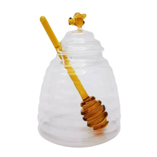Urban Bee Honey Pot Food Container Clear/Yellow 15cm