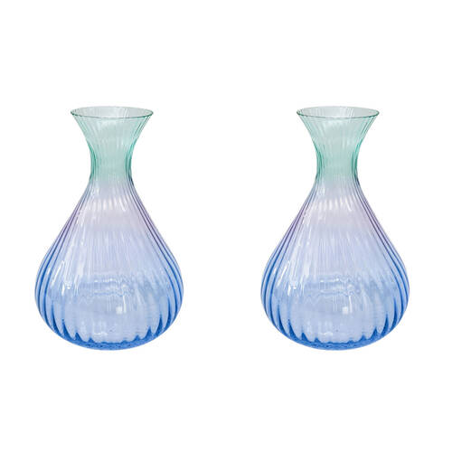 2PK Urban Ellie Ombre 2L Glass Decanter Pitcher Jug 24x10cm Aqua Blue