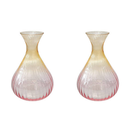 2PK Urban Ellie Ombre 2L Glass Decanter Pitcher Jug 24x10cm Pink/Yellow