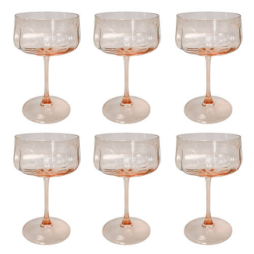 6PK Urban Tillie Coupe Champagne Cocktail Drinking Glass 365ml 16cm Peach