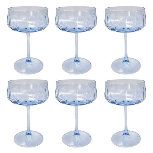 6PK Urban Tillie Coupe Champagne Cocktail Drinking Glass 365ml 16cm Blue