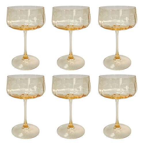 6PK Urban Tillie Coupe Champagne Cocktail Drinking Glass 365ml 16cm Yellow