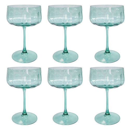 6PK Urban Tillie Coupe Champagne Cocktail Drinking Glass 365ml 16cm Green