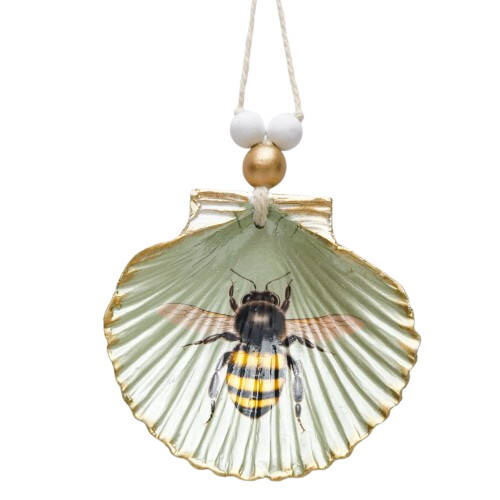 Urban Bee Shell Hanging Ornament Home Decor Sage 19cm 