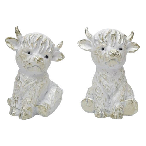Urban Highland Cow Standing Resin Decoration White 1