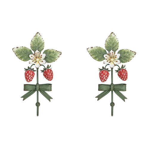 2PK Urban Metal Strawberry Decorative Hanging Wall Hook 20x11cm Red
