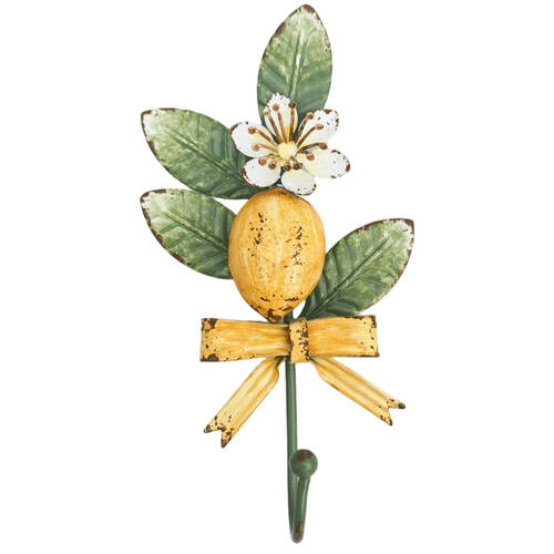 Urban Metal Lemon Decorative Hanging Wall Hook 20x11cm Yellow