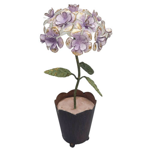 Urban Metal Hydrangea Decorative Floral Stand 25x10cm Purple