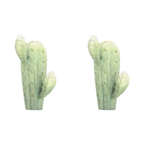 2PK Urban Metal Cactus Decorative Hanging Wall Hook 14x8cm Green