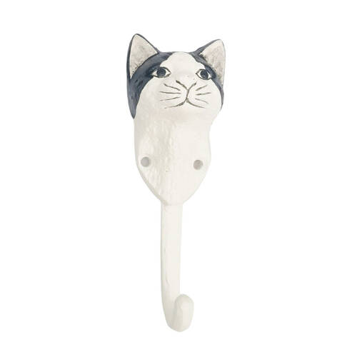 Urban Metal Cat Decorative Hanging Wall Hook 14x5cm White/Black