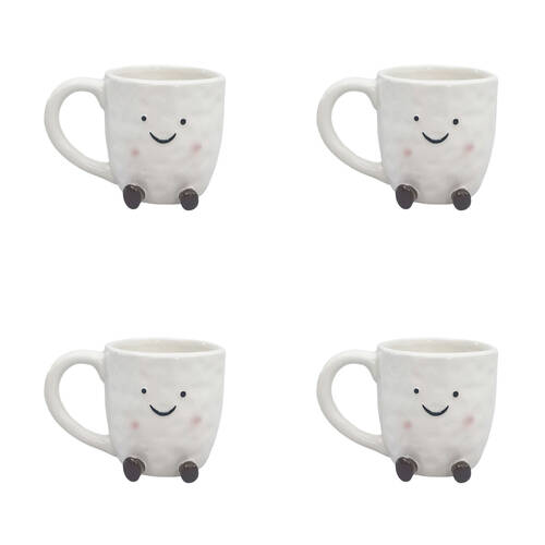 4PK Urban Ceramic Sweetie Pie Friends 3D Coffee Drinking Mug 9cm White