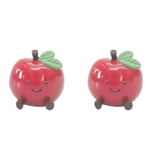 2PK Urban Ceramic Annie Apple Friends Vessel Decorative Storage Vase 10x11cm Red