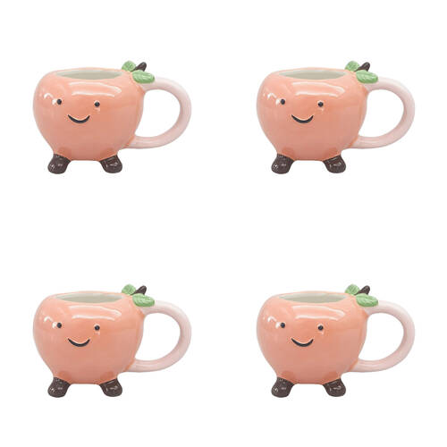 4PK Urban Ceramic Pinky Peach Friends 3D Coffee Drinking Mug 9cm Pink