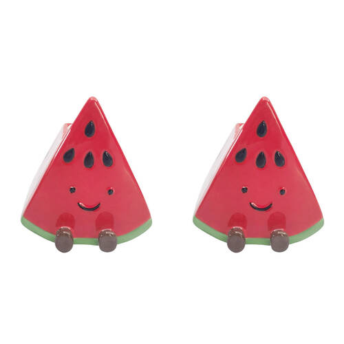2PK Urban Ceramic Winnie Watermelon Friends Vessel Decorative Vase 12x11cm Red