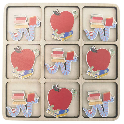 Urban Bookworm Tic Tac Toe Wooden Board Game Set 17cm Red/Blue