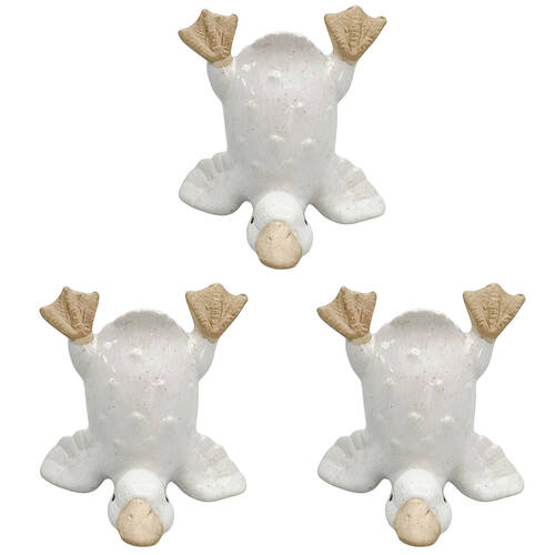 3PK Urban Ceramic Quirky Ducks Decorative Ornament 10cm White Assorted