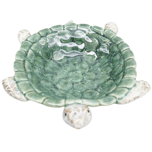 Urban Ceramic Reef Turtle Trinket Storage Tray Bowl 22x17cm Green