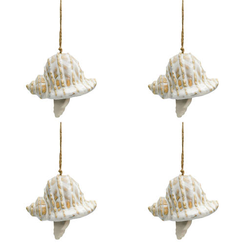 4PK Urban Ceramic Reef Shell Decorative Bell Ornament 11x6cm Bisque
