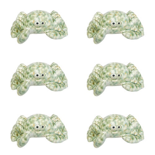 6PK Urban Ceramic Reef Crab Home Decorative Ornament 4x10cm Green