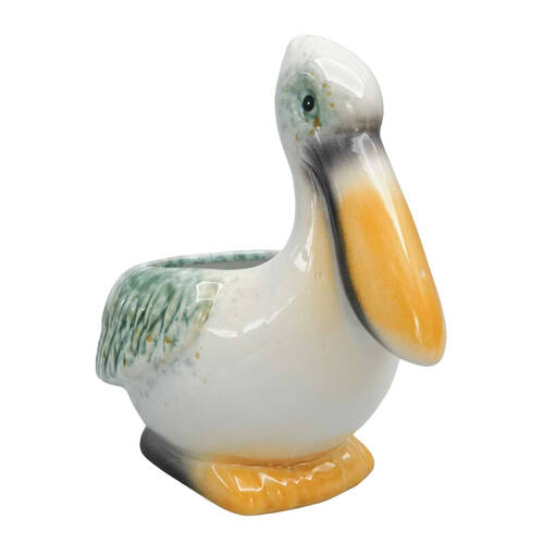 Urban Ceramic Reef Pelican Outdoor Planter Pot 17x11cm White