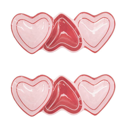 2PK Urban Ceramic Triple Heart Trinket Storage Tray Dish 20x8cm Pink/Red