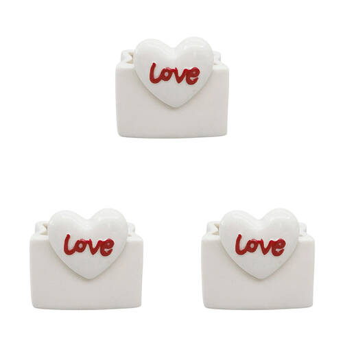 3PK Urban Ceramic Love Heart Vessel Home Decor Vase 7x8cm Red/White