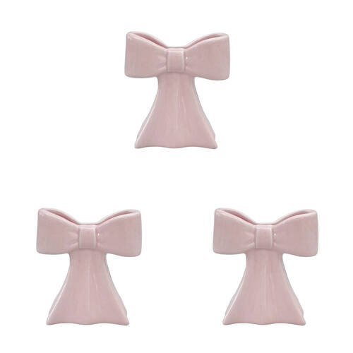 3PK Urban Ceramic Bow Home Decorative Flower Vase Pot 11x10cm Pink