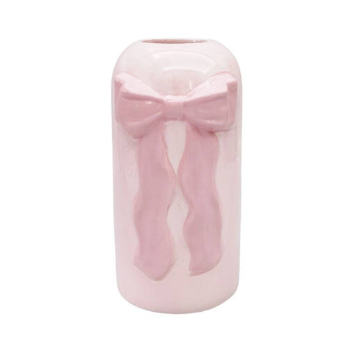 Urban Ceramic Tall Bow Home Decorative Flower Vase 22x12cm Pink