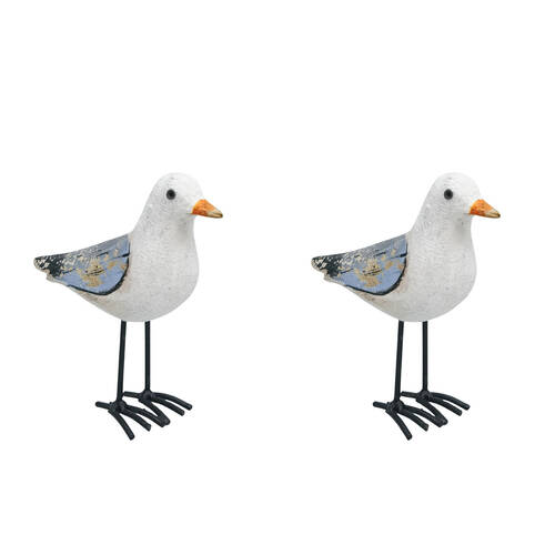 2PK Urban Wooden Drift Seagull Decorative Bird Ornament 11cm White