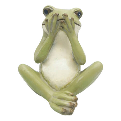 Urban Sitting Frog Resin Decorative Ornament Statue 15x11cm Green