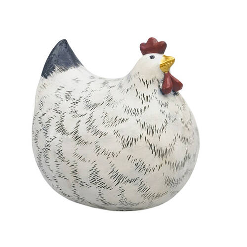 Urban Chicken Resin Decorative Ornament Medium 12x13cm White/Black