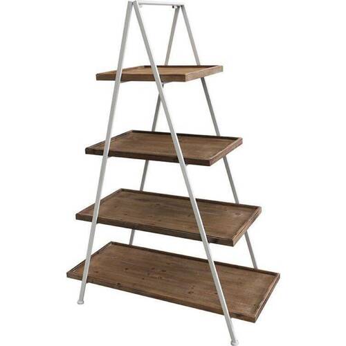 LVD Wood Metal 142cm Shelf Unit A Frame Stand - Brown/White