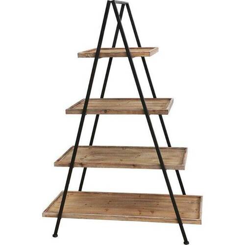 LVD Wood Metal 142cm Dark Shelf Unit A Frame Stand - Brown/Black