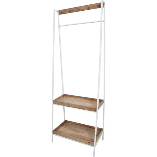 LVD Wood Metal 175cm Display Rack Stand Home Organiser - White