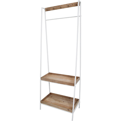 LVD Wood Metal 175cm Display Rack Stand Home Organiser - White