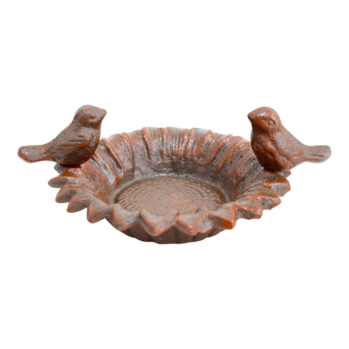 LVD Cast Iron 18cm Sunflower Bird Bath Garden Decor - Orange