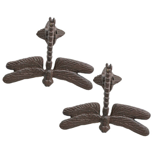 2PK LVD Doorknocker Dragonfly Cast Iron 14.5cm Home Decorative - Brown