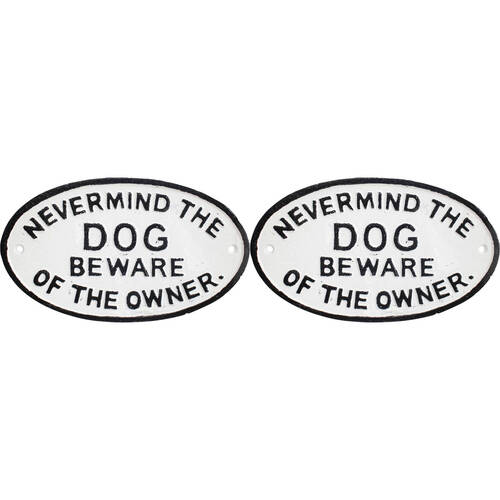 2PK LVD Sign Beware Owner Outdoor Garden/Patios Decor 23x13cm