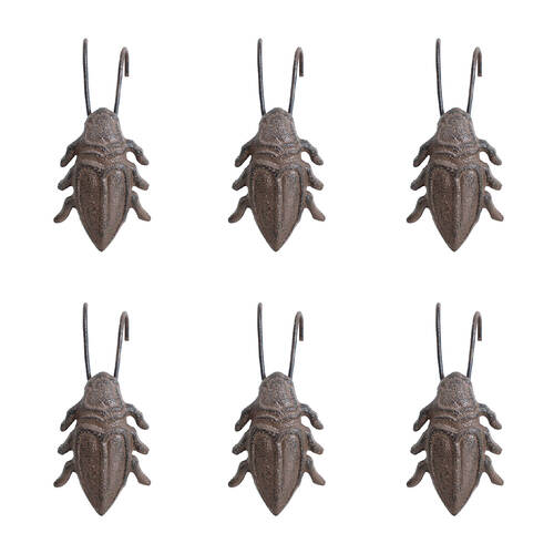 6PK LVD Cast Iron Pot Hanger Beetle Home/Garden Decor 4x9cm - Brown