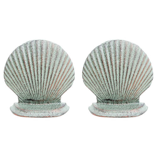 2PK LVD Doorstop Shell Cast Iron Door Stopper 11.5cm Green