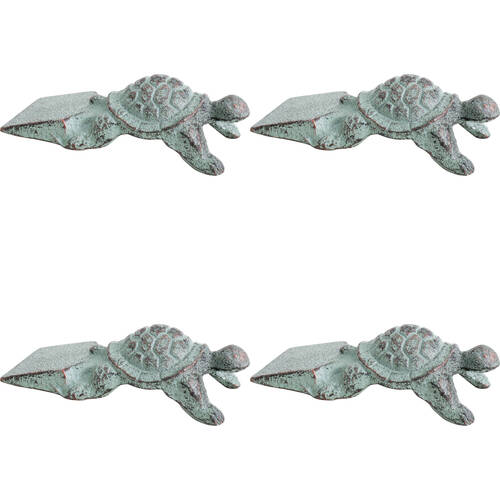 4PK LVD Doorstop Turtle Cast Iron Door Stopper 13cm Green